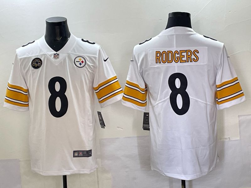 Men 2025 Pittsburgh Steelers 8 Rodgers White Nike Limited NFL Jersey style 02